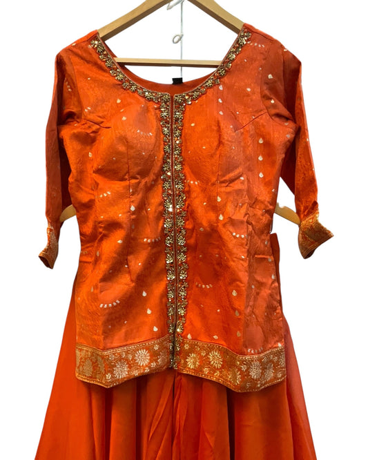 UK 12 / 38" - Orange - Ladies Sharara / Palazzo Trousers Suit - UK Stock - Sangeet / Henna / Weddings - DIL8640 TP - Prachy Creations