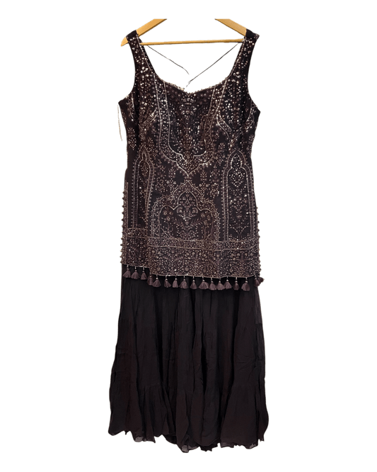 UK 18 / 44" - Dark Wine - Designer Ladies Indian Medium Top Palazzo Trousers Suit - UK Stock - 2/3 days delivery - VMK CHARMI RP - Prachy Creations