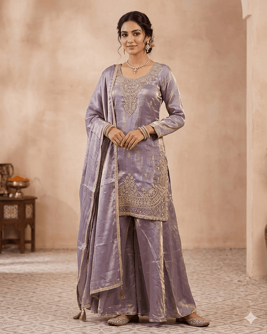 UK 20 / 46" - Purple - Ladies Sharara / Palazzo Trousers Suit - UK Stock - Sangeet / Henna / Weddings - HEL22010 VJ - Prachy Creations