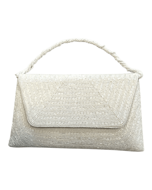 White - Rich Hand Embroidered Clutch Bag / Handbag -Bollywood / Weddings - JF27 11KJ25 - Prachy Creations