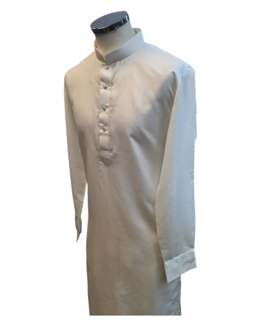 White - Rich Material Mens Indian Kurta set - Pair with a waistcoat or wear under Sherwanis - Weddings / Walimas , Sangeet, Mehndi / Henna , Eid / Diwali - BS2503 01VK25 - Prachy Creations