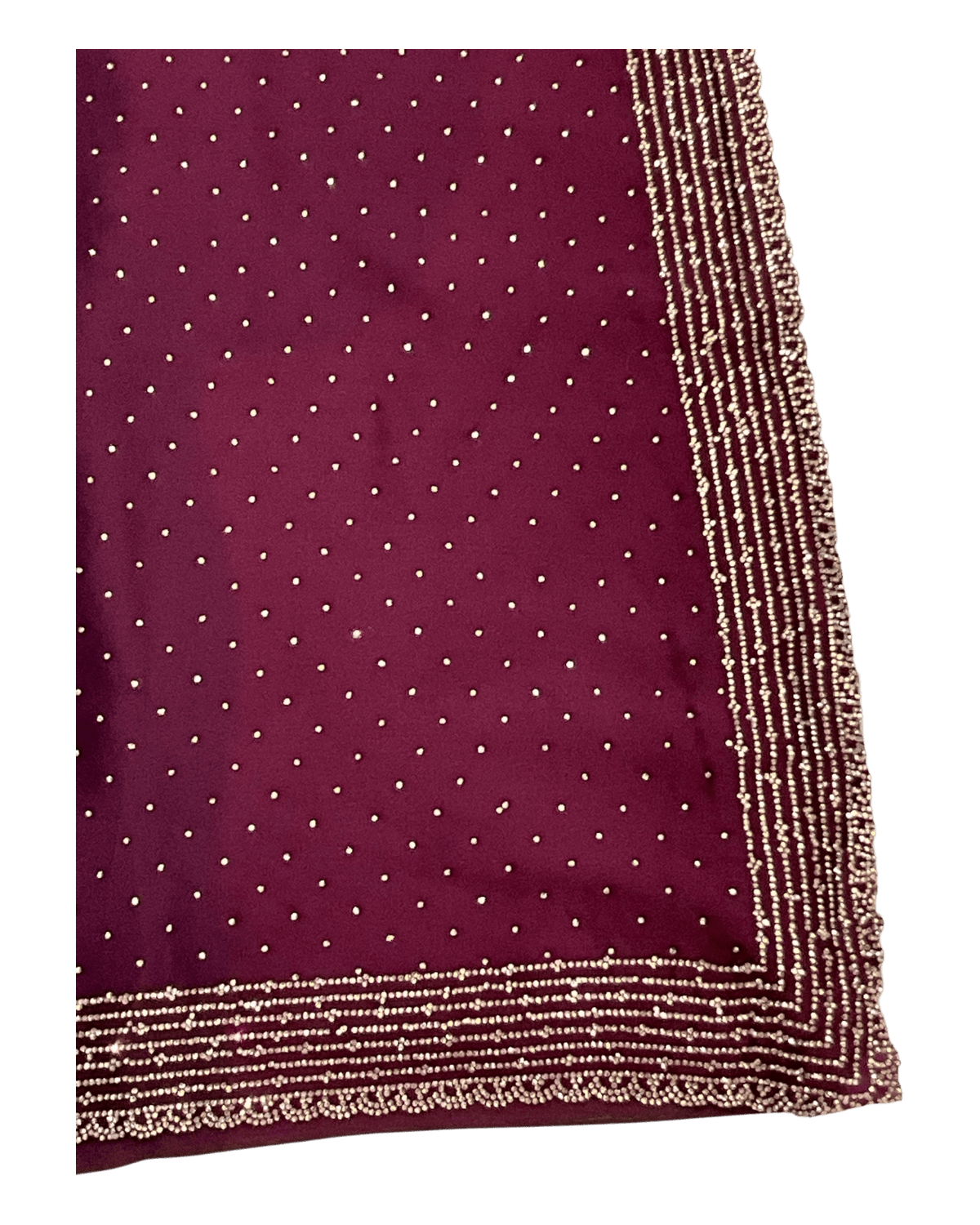 Wine - Classic Satin Crepe Saree with Stone Work and Blouse Piece - UK stock - 24hr Dispatch - RS2531 VY - Prachy Creations