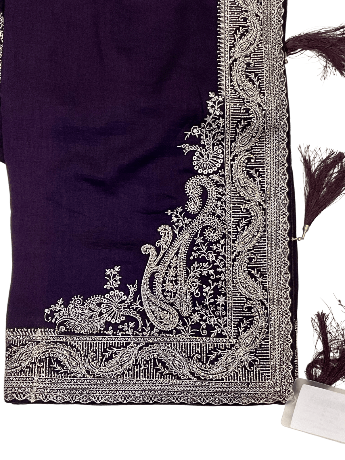 Wine / Purple - Classic Saree with Thread / Stone Work and Blouse Piece - UK stock - 24hr Dispatch - RS2506 VP - Prachy Creations