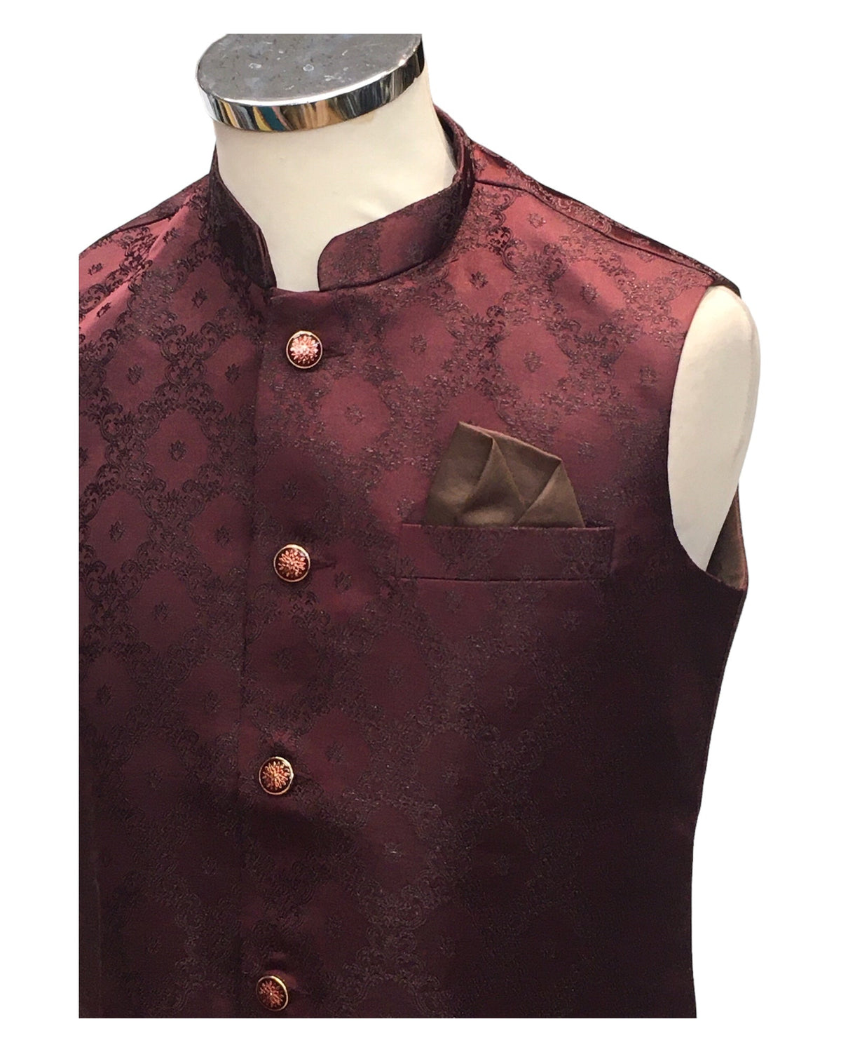 Wine - Rich Suiting Material Mens Indian Waistcoat - Amazing Fit - Great Quality - YD2423 KC 0824 - Prachy Creations