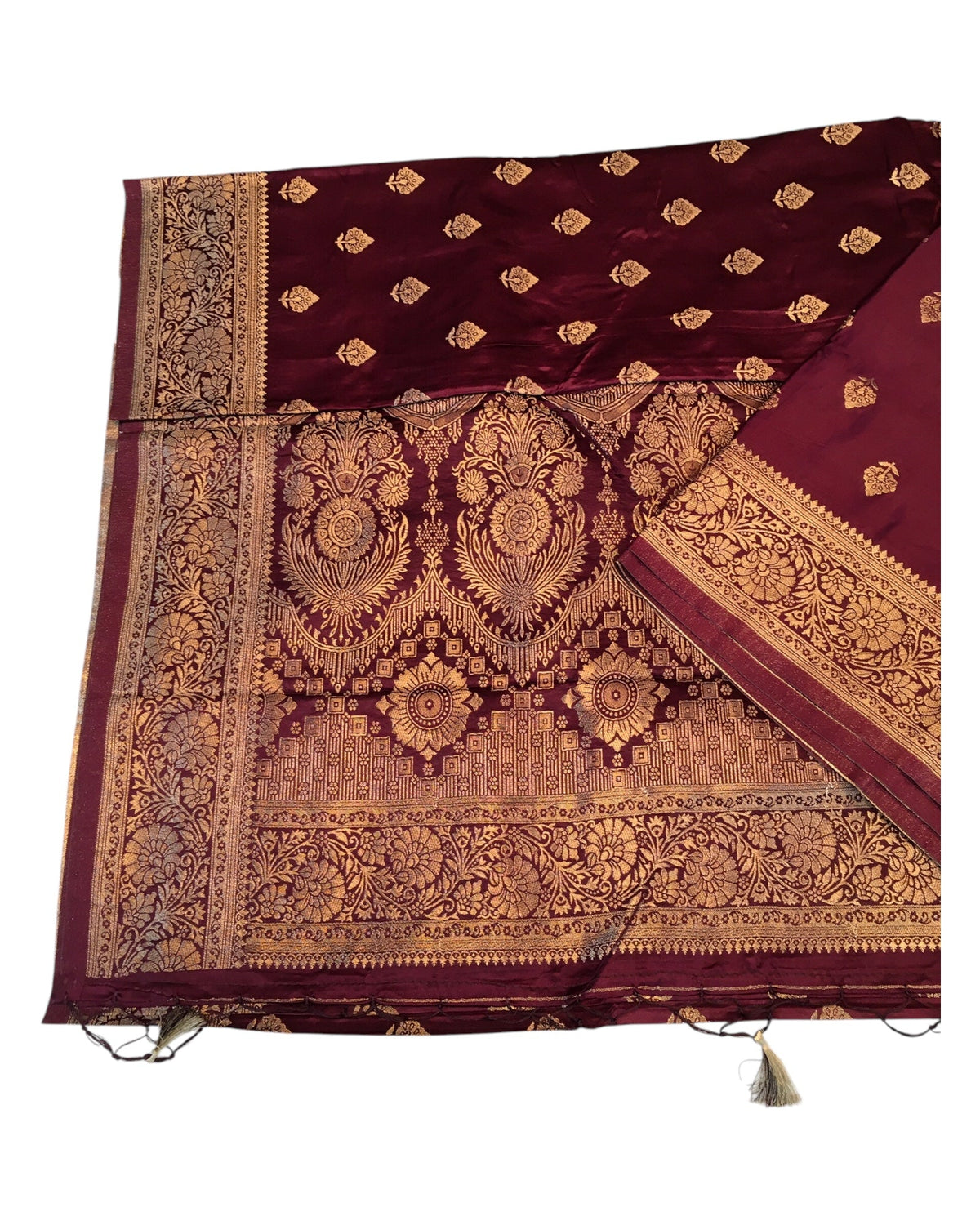 Wine - Traditional Handloom Banarasi Sari / Saree - with Blouse Piece - SN2404 11VC24 - Prachy Creations