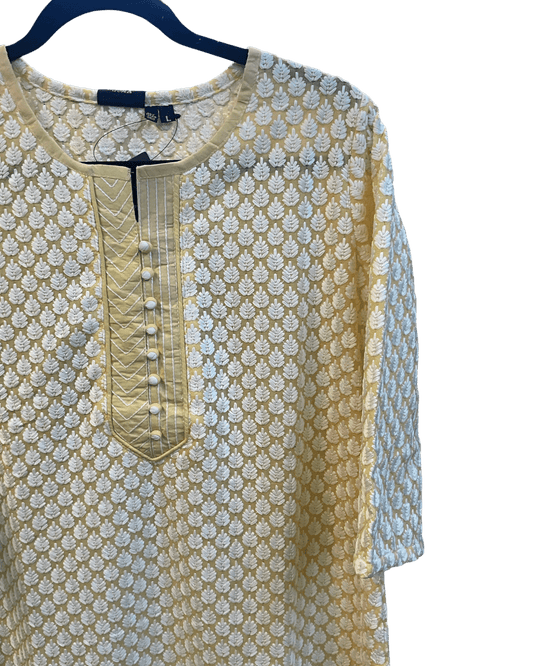 XS to XXXL - Pastel Yellow - Lucknowi Cotton Ladies Kameez Top only - Funeral / Church / Casual - ARV2176 H - Prachy Creations