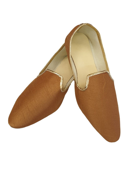 Very comfortable Gold Mojri - Indian Mens shoes - Bollywood - Weddings - Fancy Dress - Mojari, Khossay - Prachy Creations