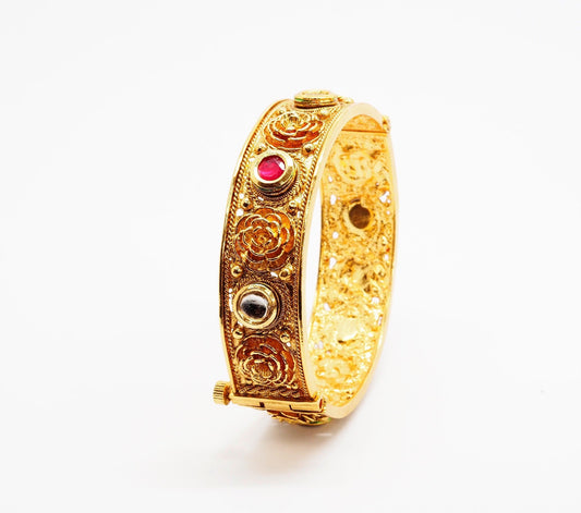 Openable Gold finish Kada Bangle - Various sizes - Bollywood - Weddings - AE7105 T0919 - Prachy Creations