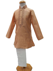 Bollywood - Boys Kurta set with churidar trousers, Beige - Adhir AP0319 - Prachy Creations