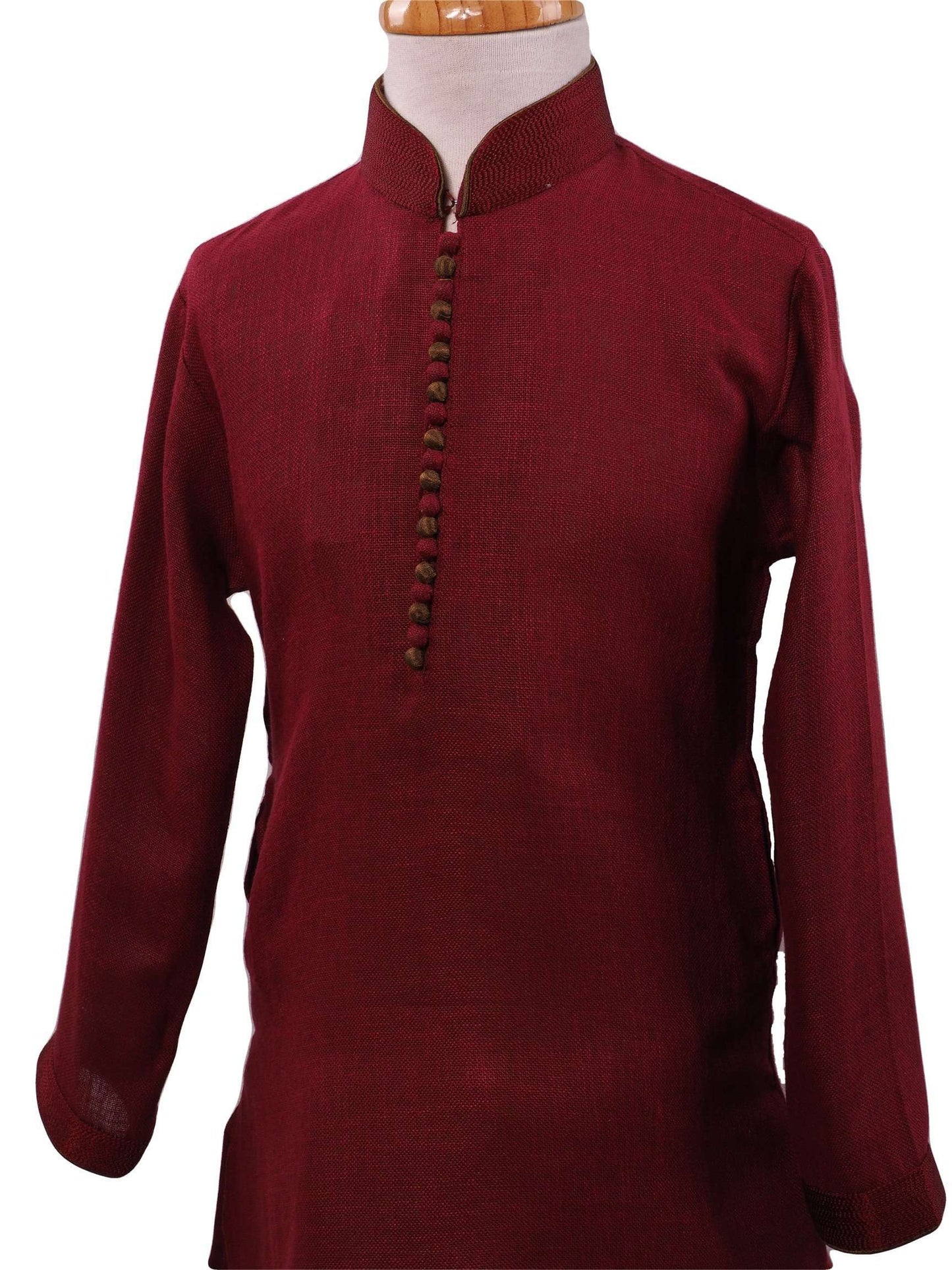 BollywoodParty - Boys Kurta set with churidar trousers, Maroon - CRV KY0319 - Prachy Creations