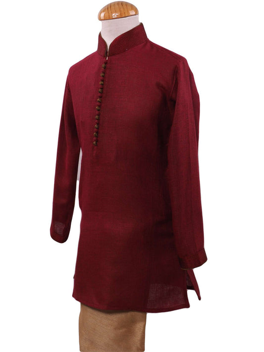 BollywoodParty - Boys Kurta set with churidar trousers, Maroon - CRV KY0319 - Prachy Creations