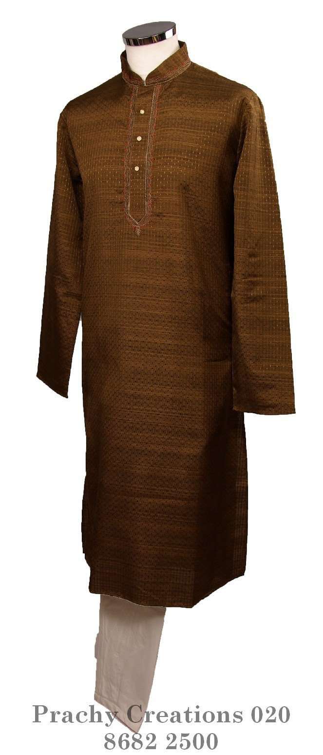 Kurta set made using handloom material with thread work - Chev KY0315 - Prachy Creations