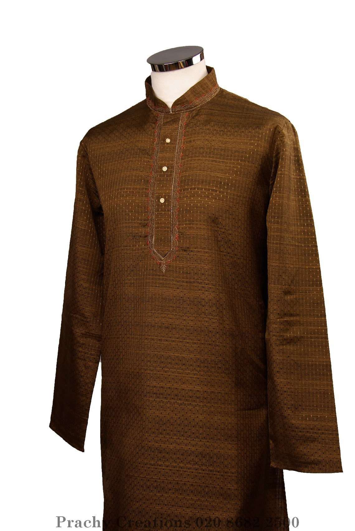 Kurta set made using handloom material with thread work - Chev KY0315 - Prachy Creations