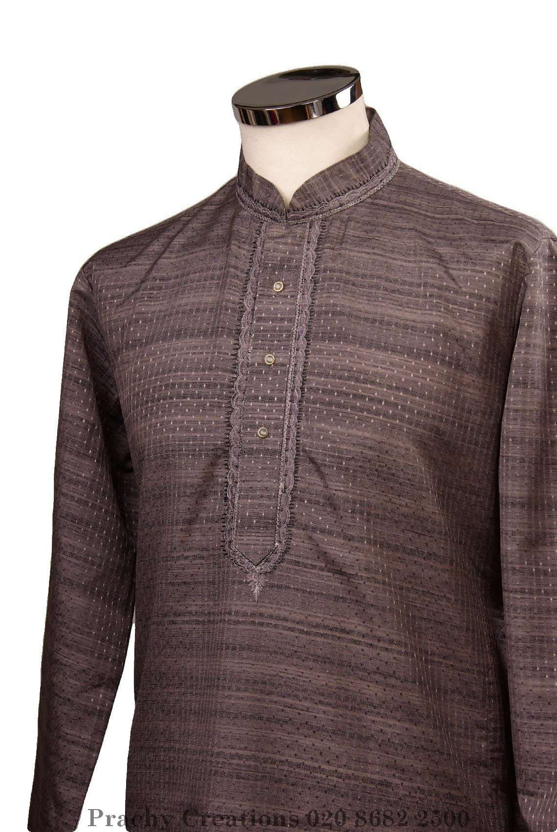 Kurta set made using handloom material with thread work - Chev KY0315 - Prachy Creations