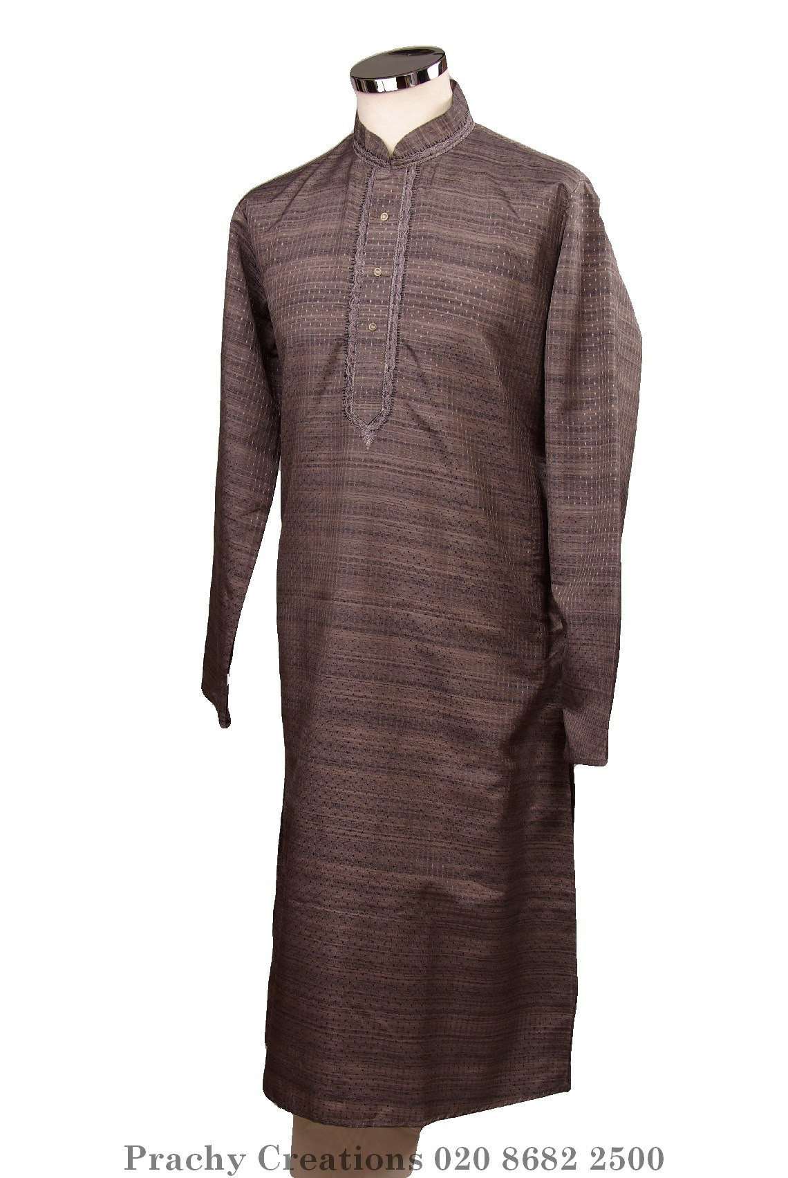 Kurta set made using handloom material with thread work - Chev KY0315 - Prachy Creations
