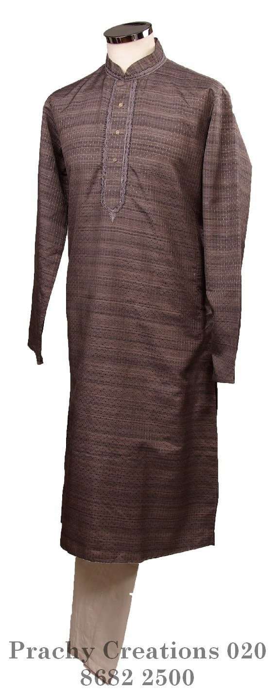 Kurta set made using handloom material with thread work - Chev KY0315 - Prachy Creations