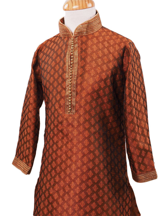 BollywoodParty - Boys Kurta set with pyjama trousers , Brown - Crown C0319 Size age six months onwards - Prachy Creations