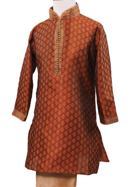 BollywoodParty - Boys Kurta set with pyjama trousers , Brown - Crown C0319 Size age six months onwards - Prachy Creations