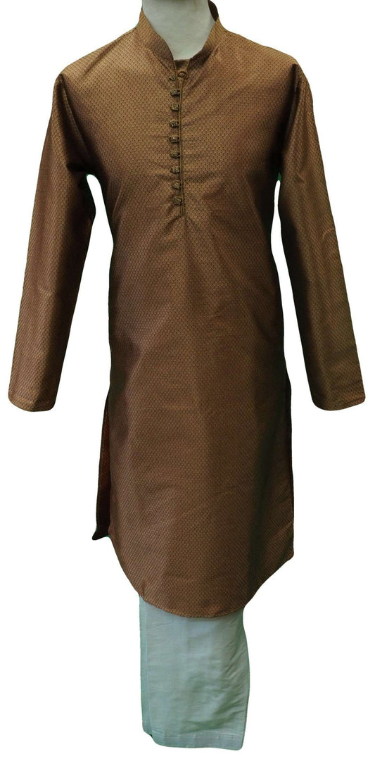 Mens Gold / Red brocade Kurta set , Bollywood Party Weddings - F1807KT - Prachy Creations