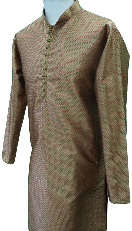 Mens Gold / Red brocade Kurta set , Bollywood Party Weddings - F1807KT - Prachy Creations