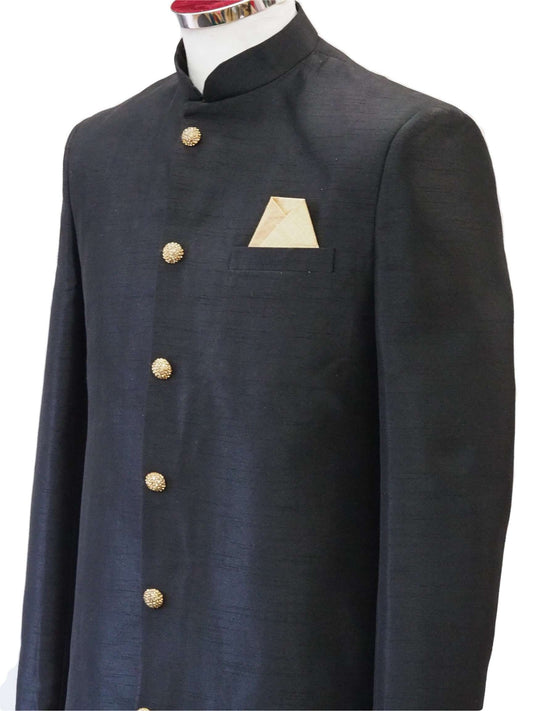 Mens Classic Sherwani set , Black - Bollywood Party Weddings - F1810JY - Prachy Creations