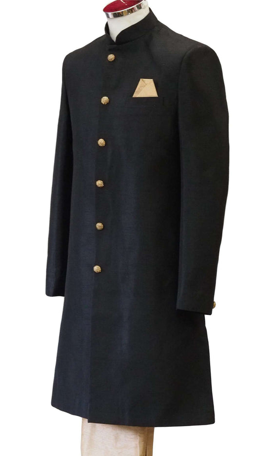 Mens Classic Sherwani set , Black - Bollywood Party Weddings - F1810JY - Prachy Creations
