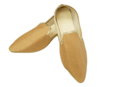 Very comfortable Gold Mojri - Indian Mens shoes - Bollywood - Weddings - Fancy Dress - Mojari, Khossay - Prachy Creations