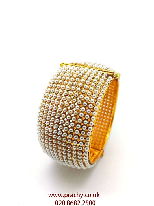 HR400 r - Hand made Openable Pearl Kada, Bridal, Weddings, Bollywood - Prachy Creations