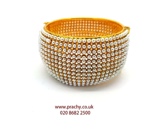 HR400 r - Hand made Openable Pearl Kada, Bridal, Weddings, Bollywood - Prachy Creations