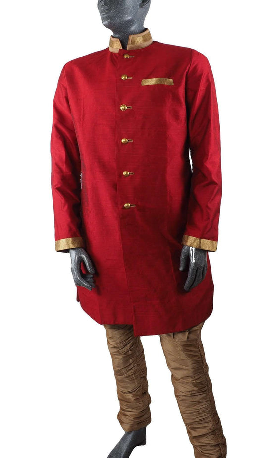 Karbhari 04TK17- Mens Red Blue Light Sherwani / Kurta set - Prachy Creations