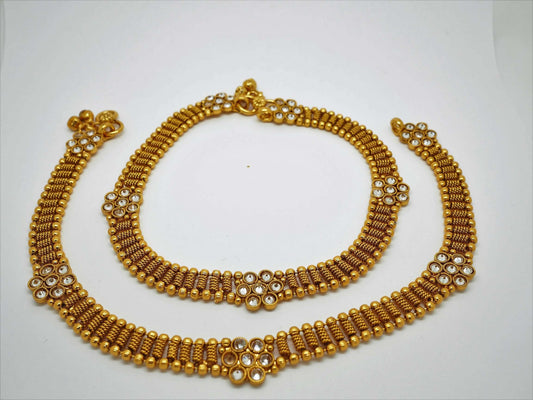 Pair of Ankle Chain / Payal / Pazeb - Fashion Jewellery - Bollywood - Weddings - LNA370A 1018 - Prachy Creations