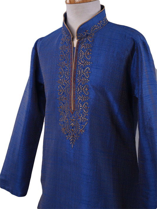 BollywoodParty - Boys Kurta set with pyjama trousers , Blue - Bolero KY0319 Size age six months onwards - Prachy Creations