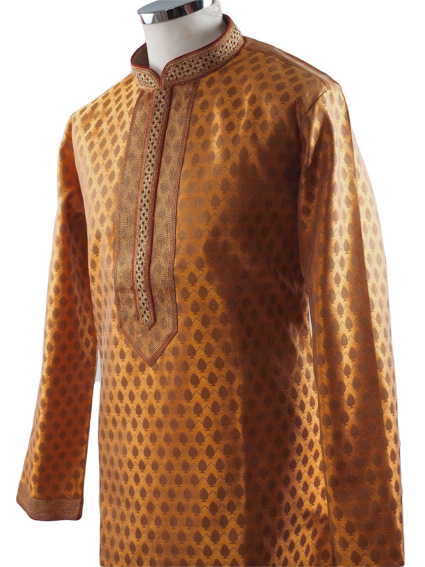 Golden Mens Handloom Kurta set - Bollywood, Weddings, Fancy Dress - SNC5820JY-GLDN - Prachy Creations