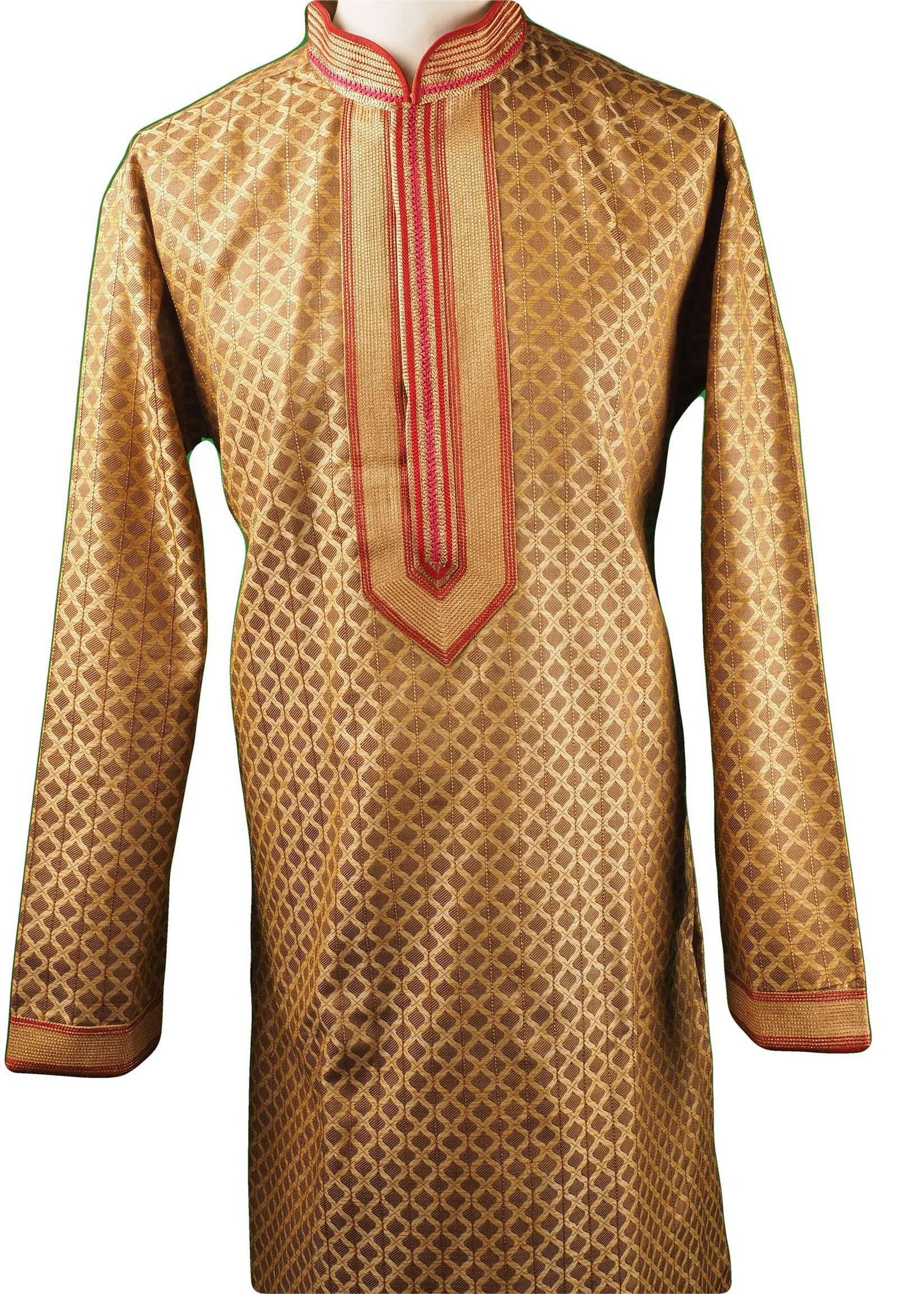 Gold Mens Handloom Kurta set - Bollywood, Weddings, Fancy Dress - SNC5822JY-GOL - Prachy Creations
