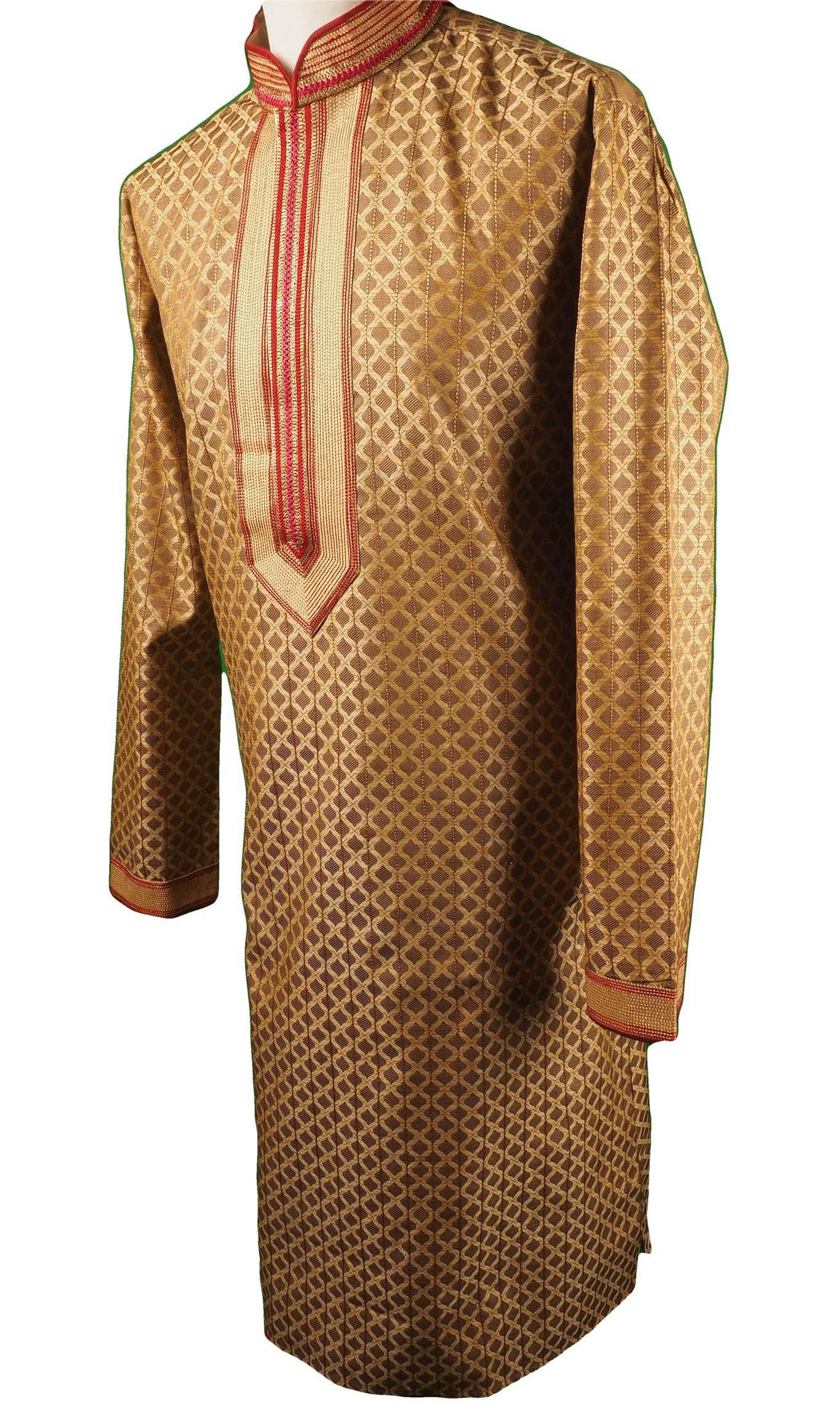 Gold Mens Handloom Kurta set - Bollywood, Weddings, Fancy Dress - SNC5822JY-GOL - Prachy Creations