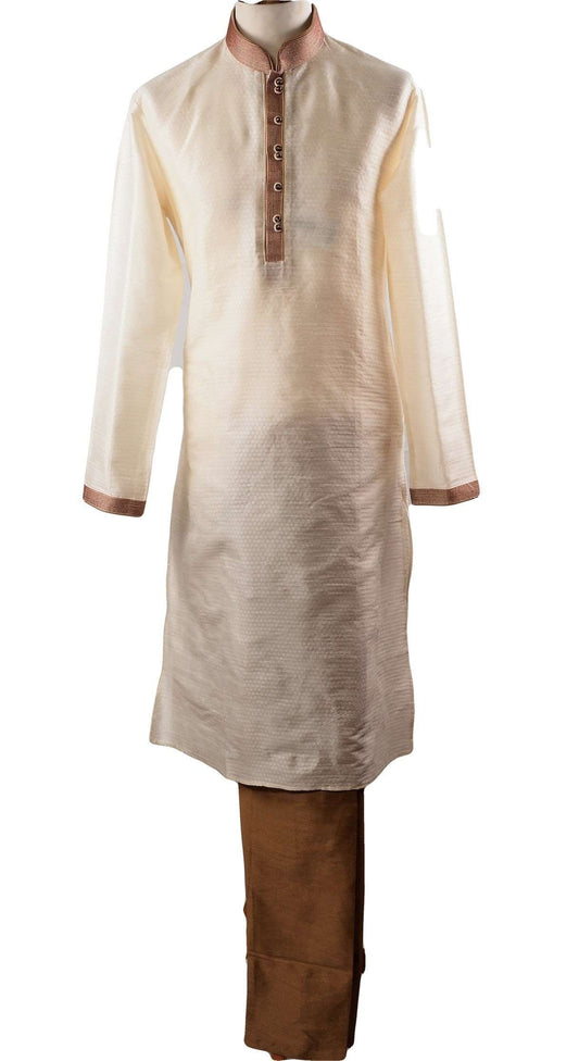 Cream Mens Kurta set - Bollywood, Weddings, Fancy Dress - SNC586VT-CRM - Prachy Creations