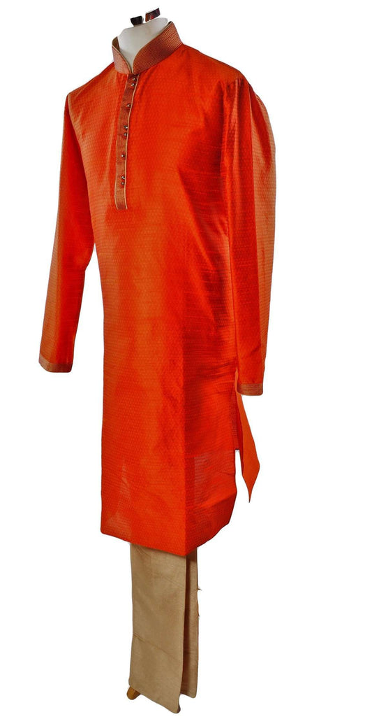Rust Mens Kurta set - Bollywood, Weddings, Fancy Dress - SNC586VT-RST - Prachy Creations