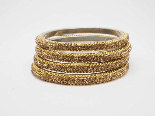Tanisha2 - Thick Gold stone Bangles (Set of 4) - 04tt17 - Prachy Creations