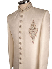 Prachy Creations-Mens White Sherwani set - With red trousers - Bollywood Party Weddings - VFEW856CY 1018 - Prachy Creations