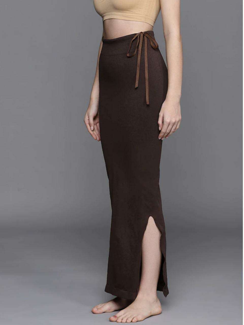 24hr Dispatch - 18 Colours - Womens Stretchy ShapeWear Saree Petticoat with side slit and drawstring