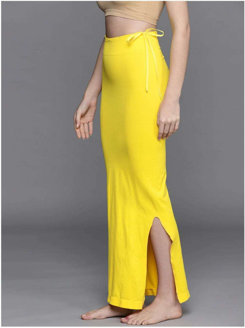 24hr Dispatch - 18 Colours - Womens Stretchy ShapeWear Saree Petticoat with side slit and drawstring