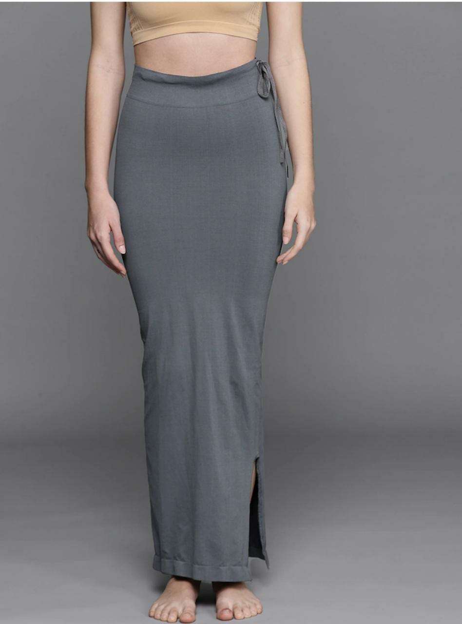 24hr Dispatch - 18 Colours - Womens Stretchy ShapeWear Saree Petticoat with side slit and drawstring