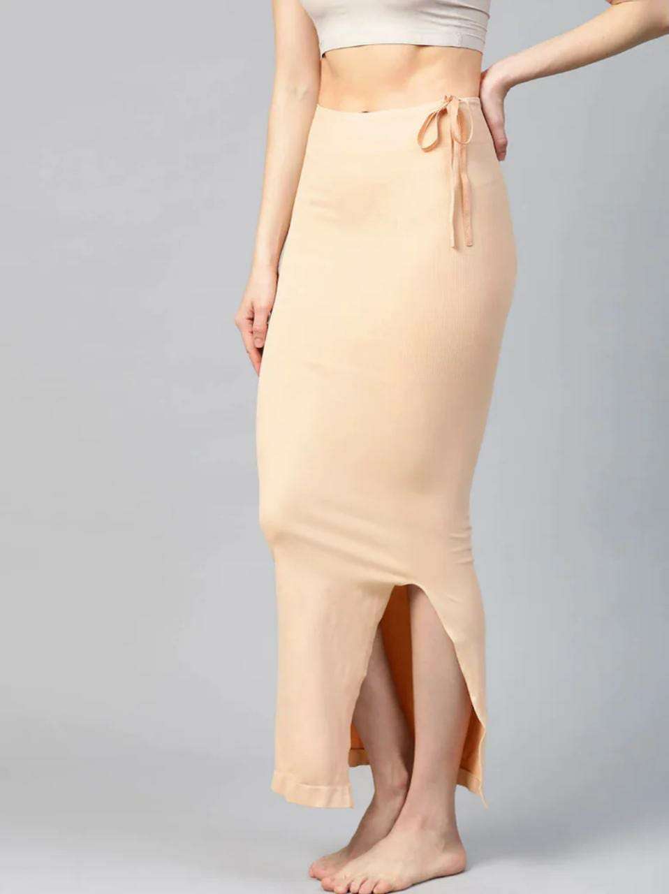 24hr Dispatch - 18 Colours - Womens Stretchy ShapeWear Saree Petticoat with side slit and drawstring