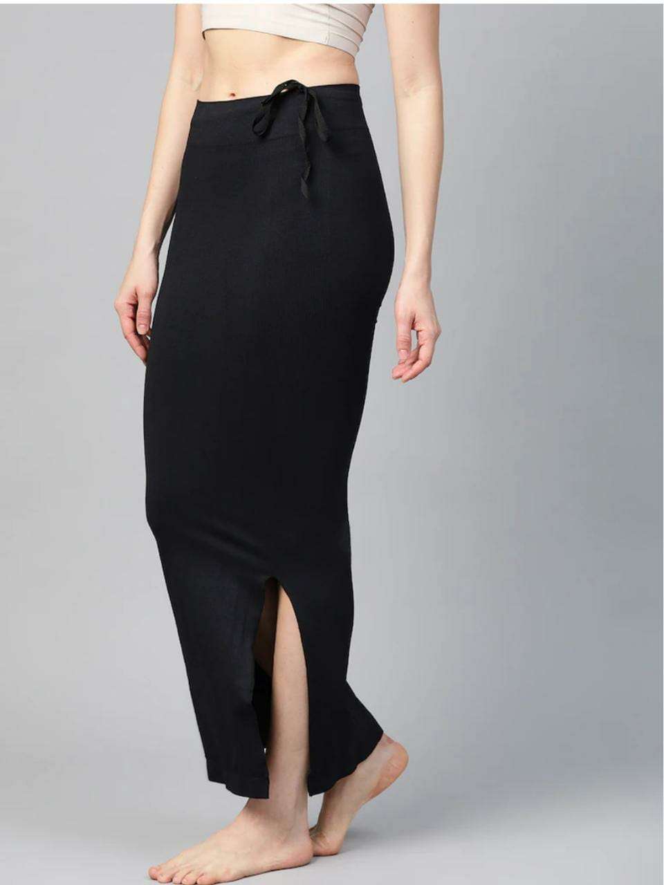 24hr Dispatch - 18 Colours - Womens Stretchy ShapeWear Saree Petticoat with side slit and drawstring