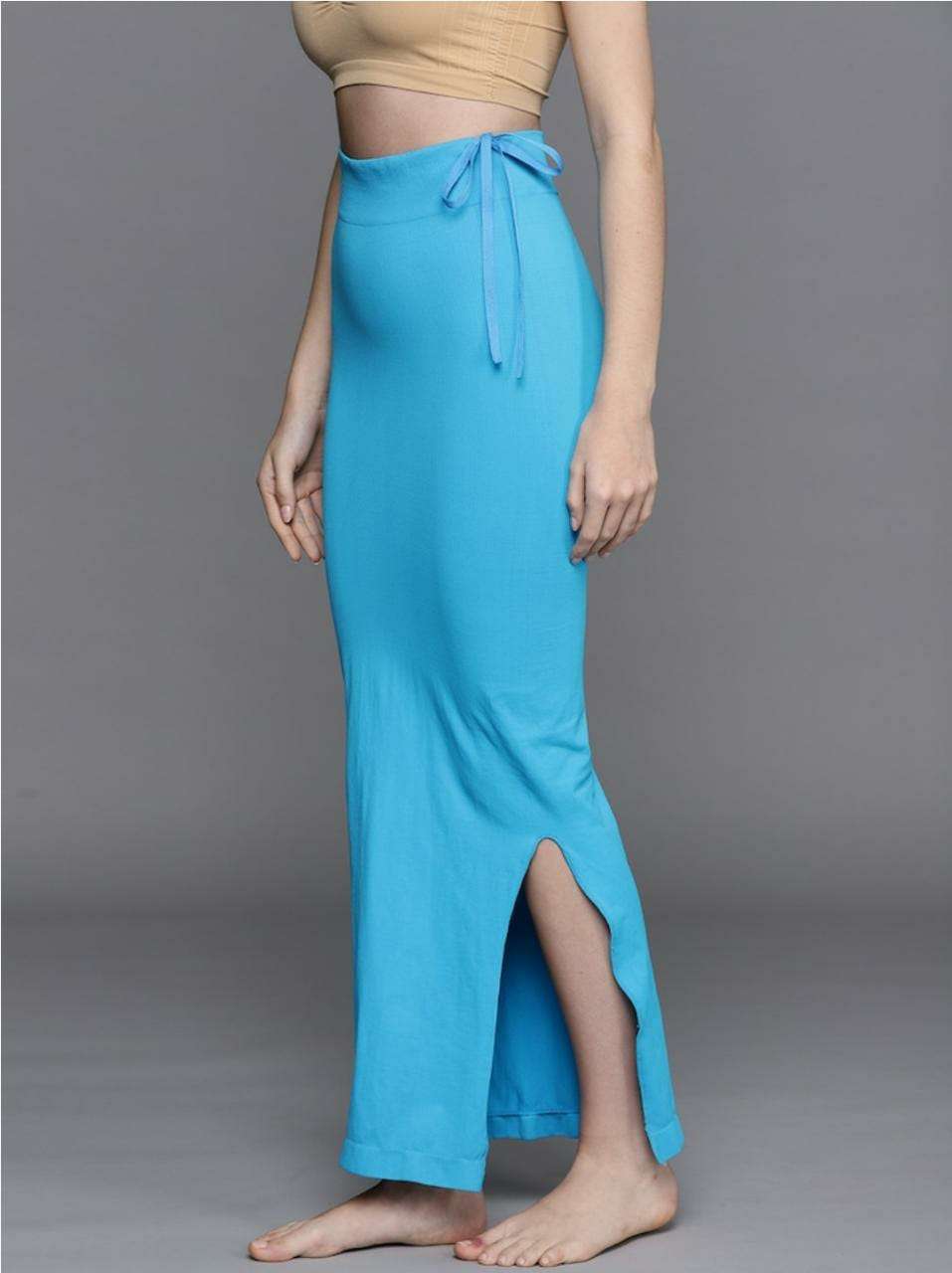 24hr Dispatch - 18 Colours - Womens Stretchy ShapeWear Saree Petticoat with side slit and drawstring