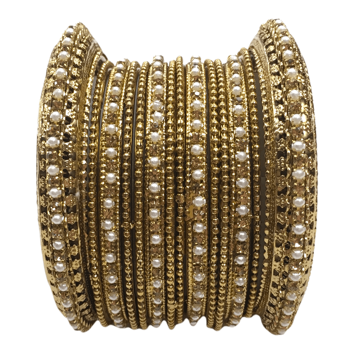 Beautiful Set of 14 Antique finish Pearl bangles - Mix N Match - JB1839T 0921 - Prachy Creations