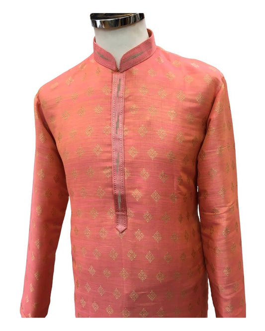 Coral Pink - Mens Kurta Set - UK Stock - 24h Dispatch - JAHAN VJ 0223 - Prachy Creations