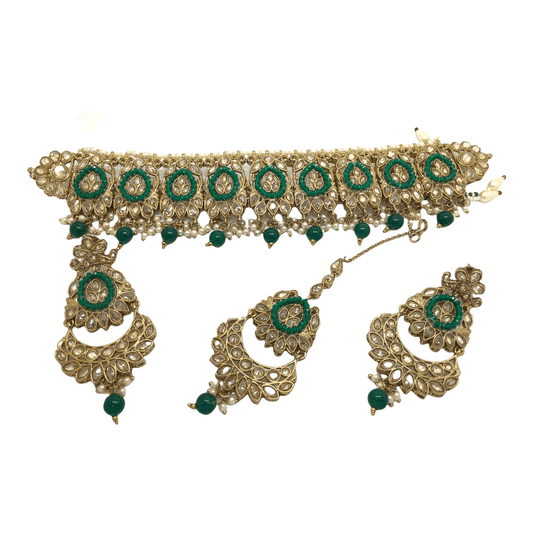 Green Ladies Choker Necklace set - Bollywood - Weddings - HB610KP 0921 - Prachy Creations