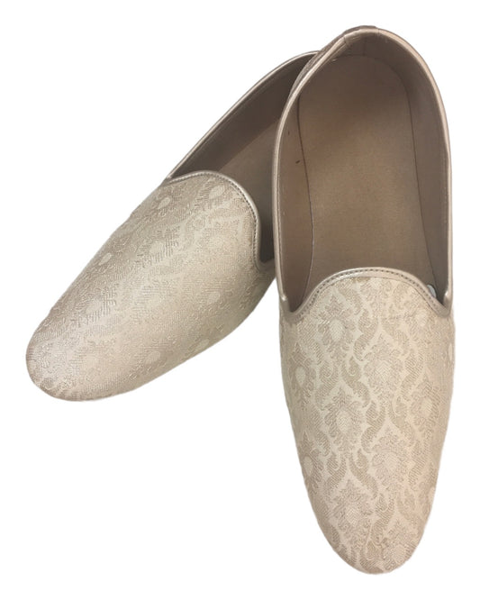 Mens Very Comfortable Gold Brocade Loafer Style Mojri - Indian shoes - Mojari, Khossay - YD2214 A C