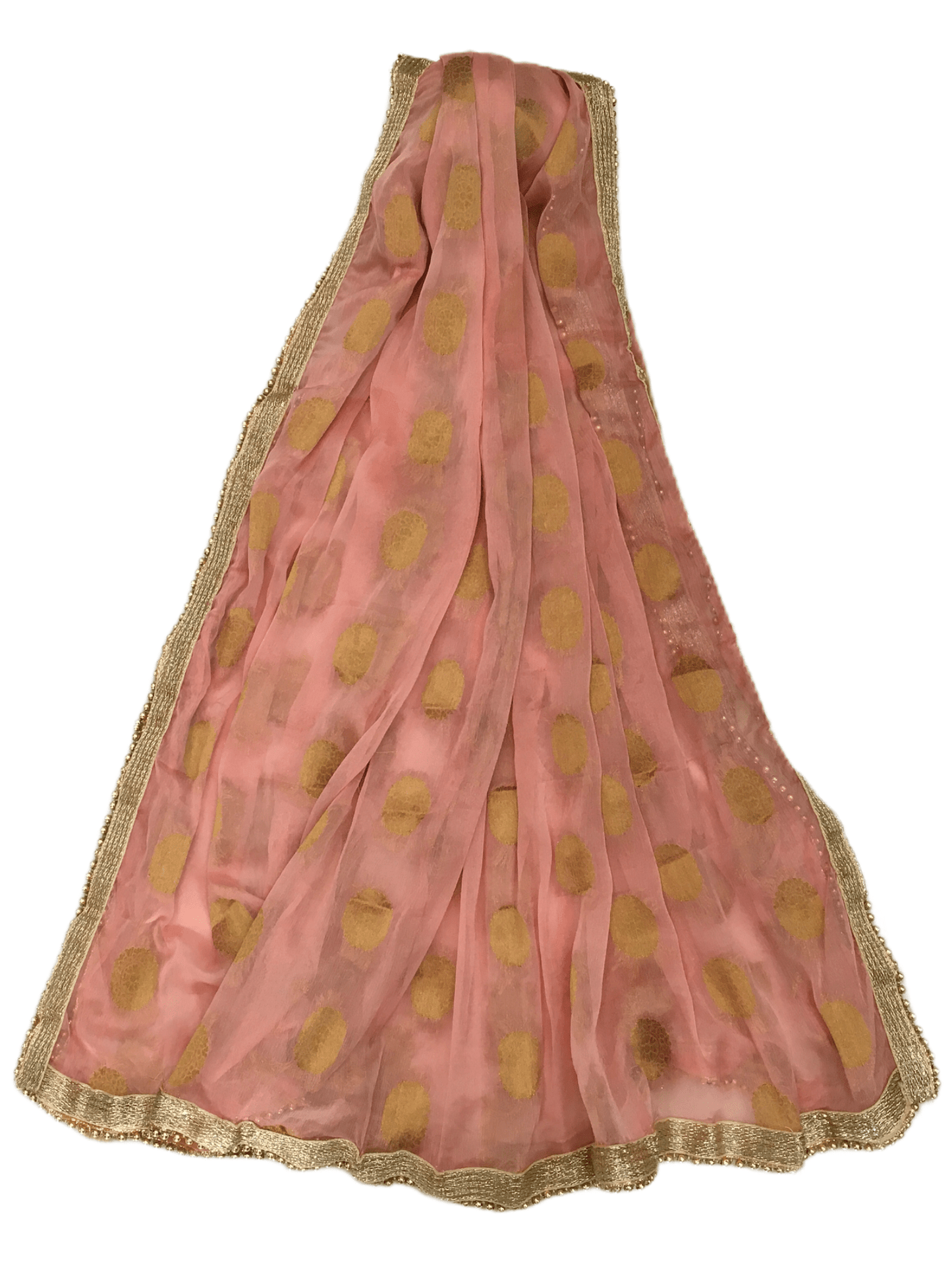 Benarasi Handloom Chiffon Dupatta with Beaded Border - Mix N Match - KAM2003 Rp0320 - Prachy Creations